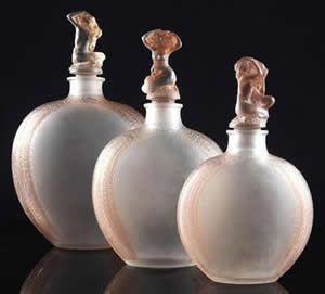 Myosotis Garniture De Toilette Perfume Bottles - All Three Sizes - Rene Lalique