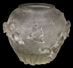 Martin-Pecheurs Sur Fond De Roseaux Cire Perdue Vase By Rene Lalique
