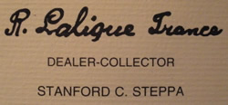 Lalique Dealer And Collector Standford Steppa Business Card Front