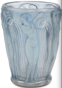R Lalique Danaides Vase by Rene Lalique with Modified Foot Reduced In Width