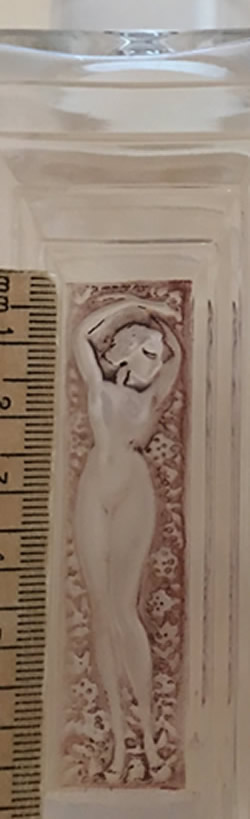 Rene Lalique Duncan Perfume Bottle With Ruler Showing Plaque Length 7 cm