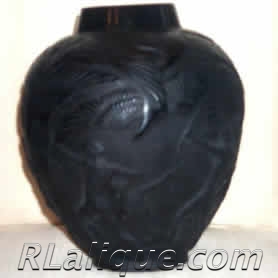 R Lalique Fake Archers Vase In Black Glass - Not by Rene Lalique
