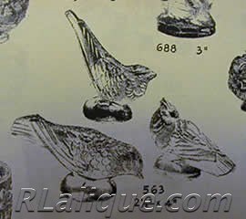 Fake Lalique Chardonneret Bird Paperweights Shown in Czech Glass Catalogue