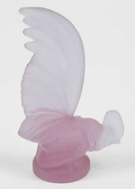 Fake Lalique Rooster In Pink Glass