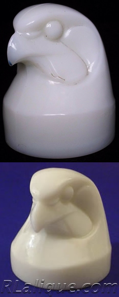 Fake R. Lalique Tete D'Epervier Car Mascot Showing Before And After Modifications - Not by Rene Lalique