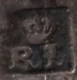 Crown Over R L Initials Rene Lalique Signature Mark From Metal Band Decorated With Grecian Women On Violette Perfume Bottle For D'Orsay Where The Glass Bottle Itself Is By Baccarat