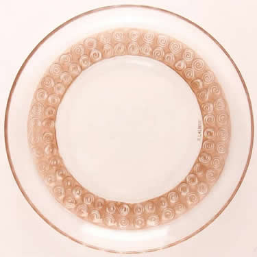 Chinon Ice Cream Plate Clear Glass With A Double Band of Repeating Small Sprial Motifs