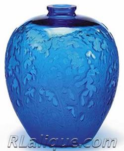 R. Lalique Blue Acanthes Vase by Rene Lalique