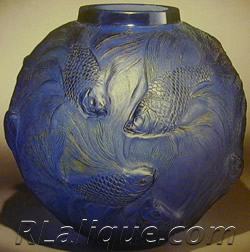 R. Lalique Blue Formose Vase by Rene Lalique