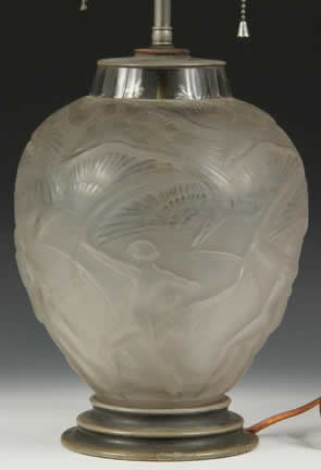 R. Lalique Archers Vase Lamp