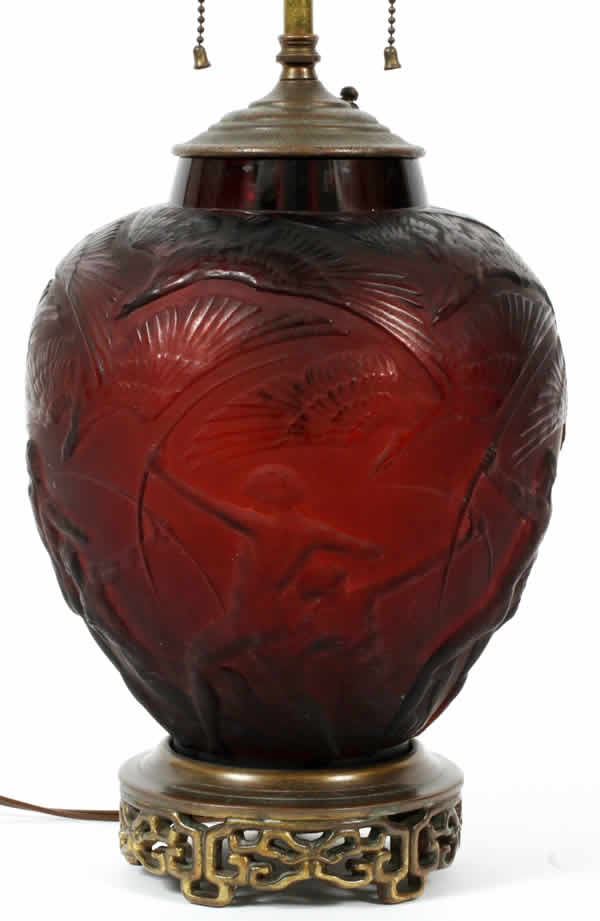 R. Lalique Archers Vase Lamp