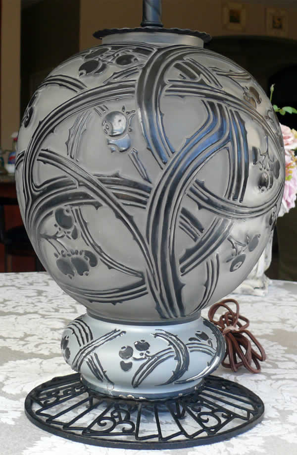 R. Lalique Baies Vase Lamp