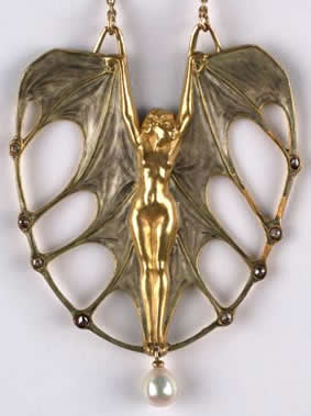 R. Lalique Bat Woman Pendant