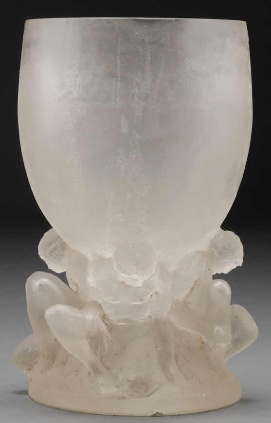 Rene Lalique Quatre Figurines Femmes Formant Soutien Cire Perdue Vase