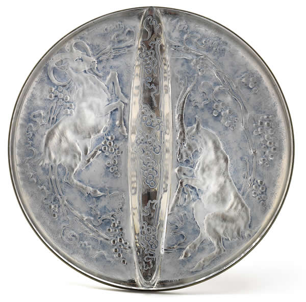 R. Lalique Deux Chevres Hand Mirror