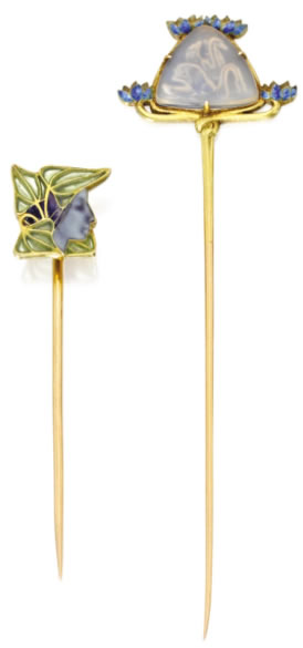 R. Lalique Deux Cygnes Stickpin