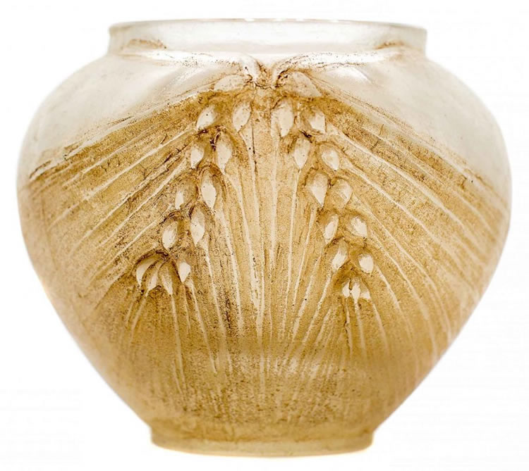 R. Lalique Deux Epis De Ble Cire Perdue Vase