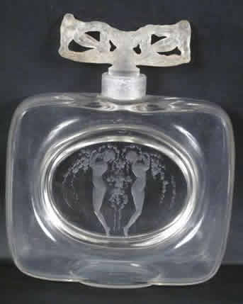 Rene Lalique Perfume Bottle Deux Figurines Bouchon Figurines