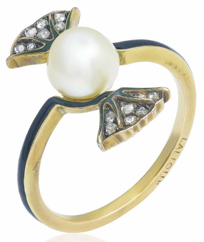 Rene Lalique Deux Fleurs et Perle Ring