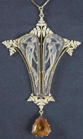 Rene Lalique Deux Nymphes Et Fougeres Pendant