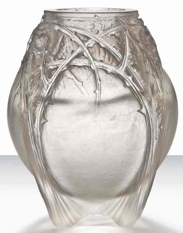 Rene Lalique Cire Perdue Vase Epines Formant Quatre Pieds