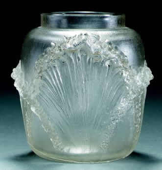 Rene Lalique Cire Perdue Vase Feuilles De Rhubarb
