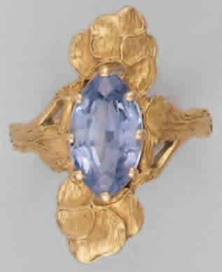 Rene Lalique Ring Feuilles Et Saphir