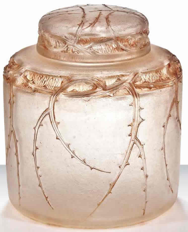 Rene Lalique Cire Perdue Covered Vase Frise Branches D'Epines