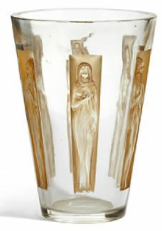 Rene Lalique Vase Gobelet Six Figurines