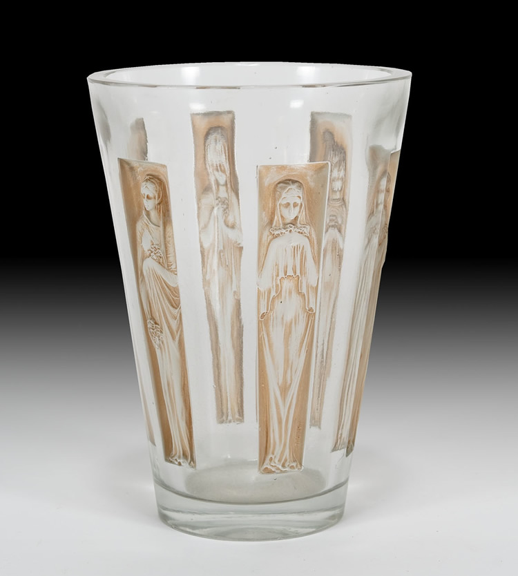 Rene Lalique  Goblet Six Figurines Vase 
