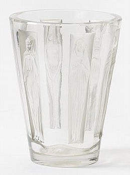 R. Lalique Goblet Six Figurines Vase
