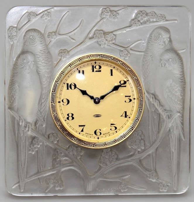 Rene Lalique Desk Clock Inseparables