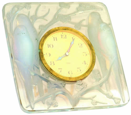 Rene Lalique Desk Clock Inseparables