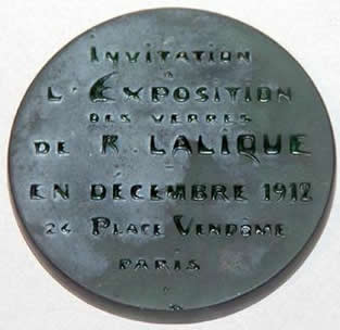 R. Lalique Invitation A L'Exposition Des Verres Medallion