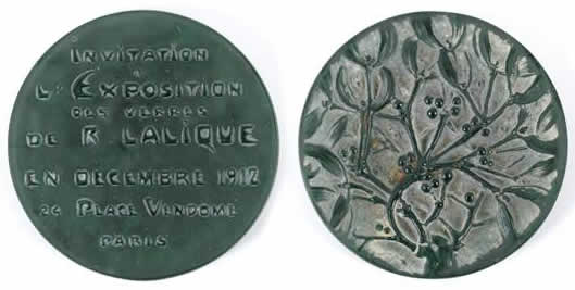 Rene Lalique  Invitation To Exposition Of Glass Medallion 