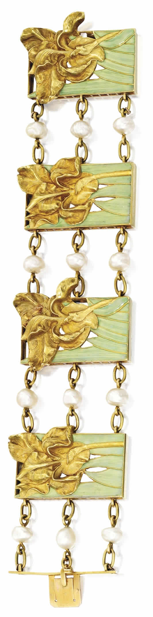 Rene Lalique Iris Et Feuilles De Vert Bracelet