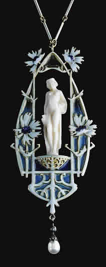 Rene Lalique Pendant Ivory Maiden