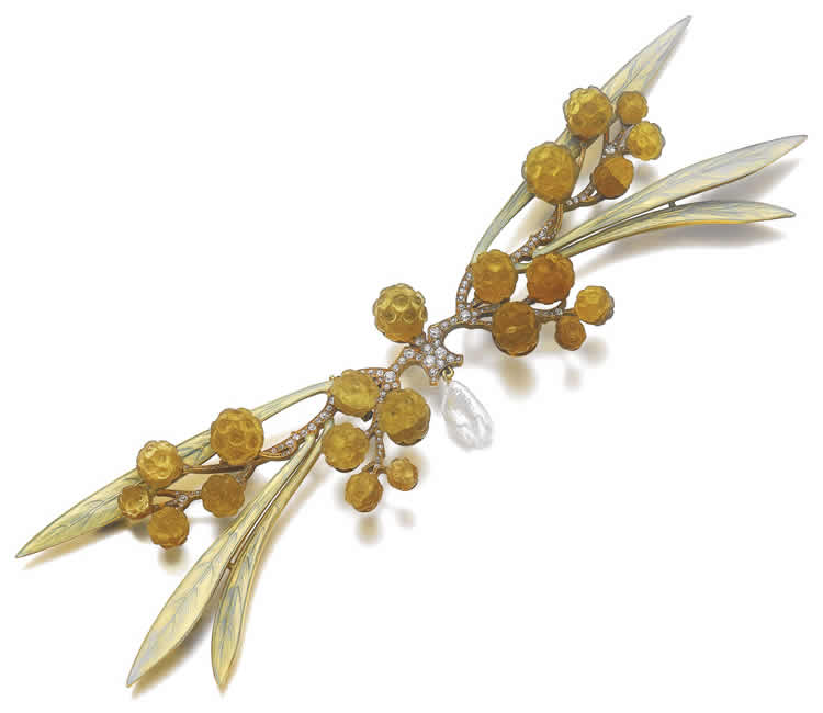 Rene Lalique Leafs And Berry Clusters Brooch