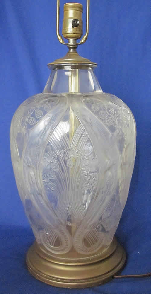 R. Lalique Lezards Et Bluets Vase Lamp
