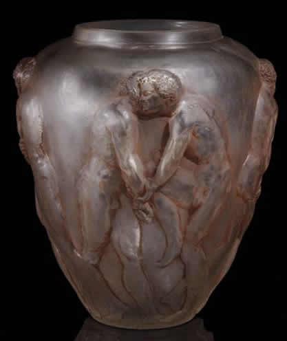 Rene Lalique Lutteurs Cire Perdue Vase