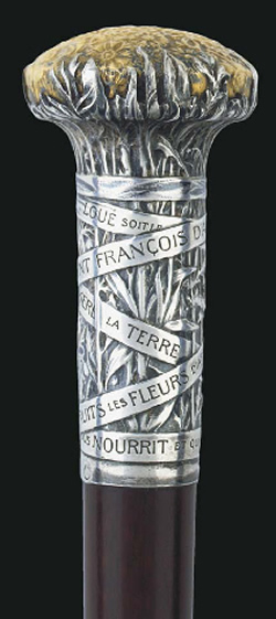 Rene Lalique Cane Handle Mere La Terre Fleurs Et Feuillage