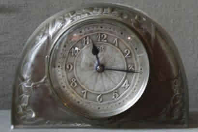 Rene Lalique Desk Clock Moineaux