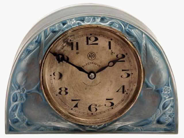 Rene Lalique Table Clock Moineaux