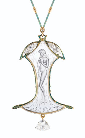 Rene Lalique Nymphe Denudee Et Branchages Pendant