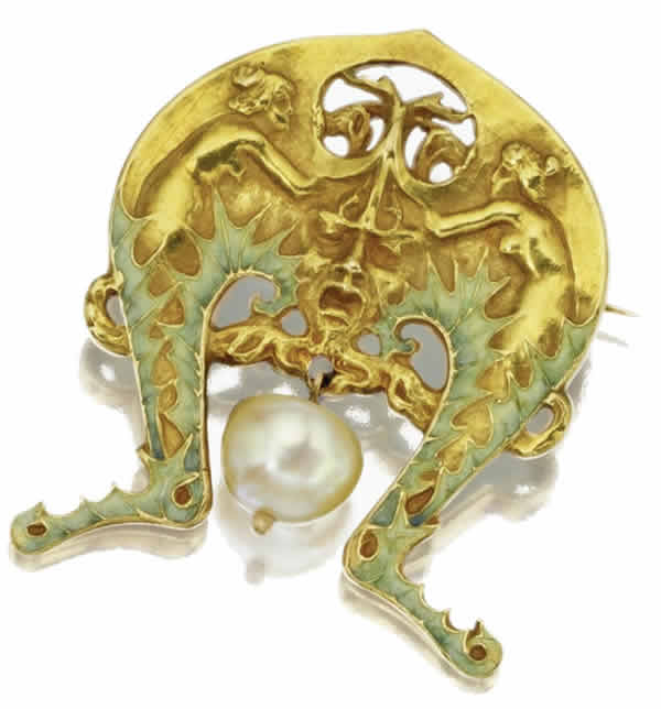 Rene Lalique Brooch Nymphs And Masque