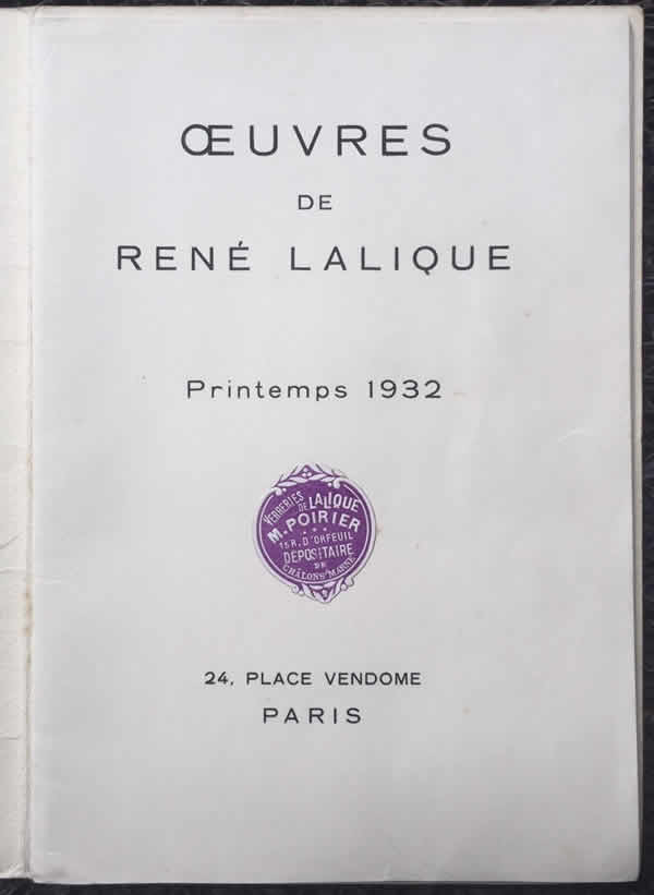 Rene Lalique Brochure Oeuvres De Rene Lalique Printemps 1932