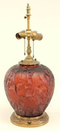 R. Lalique Perruches Vase Lamp