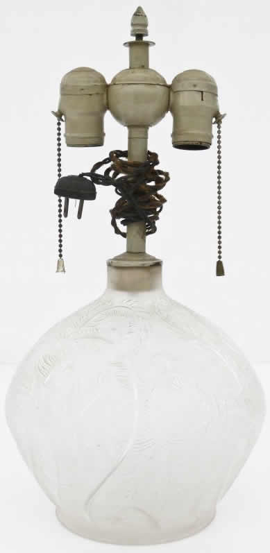Rene Lalique Plumes Vase Lamp