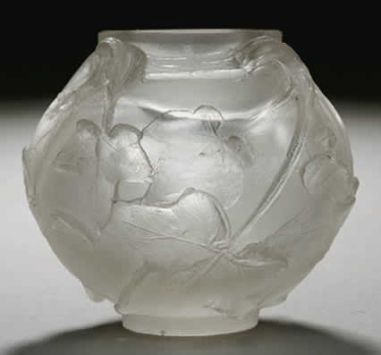 Rene Lalique Quatre Groupes Feuilles Cire Perdue Vase