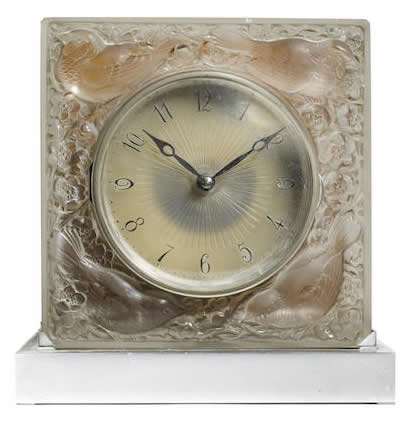 R. Lalique Quatre Moineaux Du Japon Clock